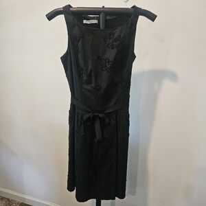 Evan-Picone Women's Black Embellished Fit And Flare Sleeveless Dress, Medium